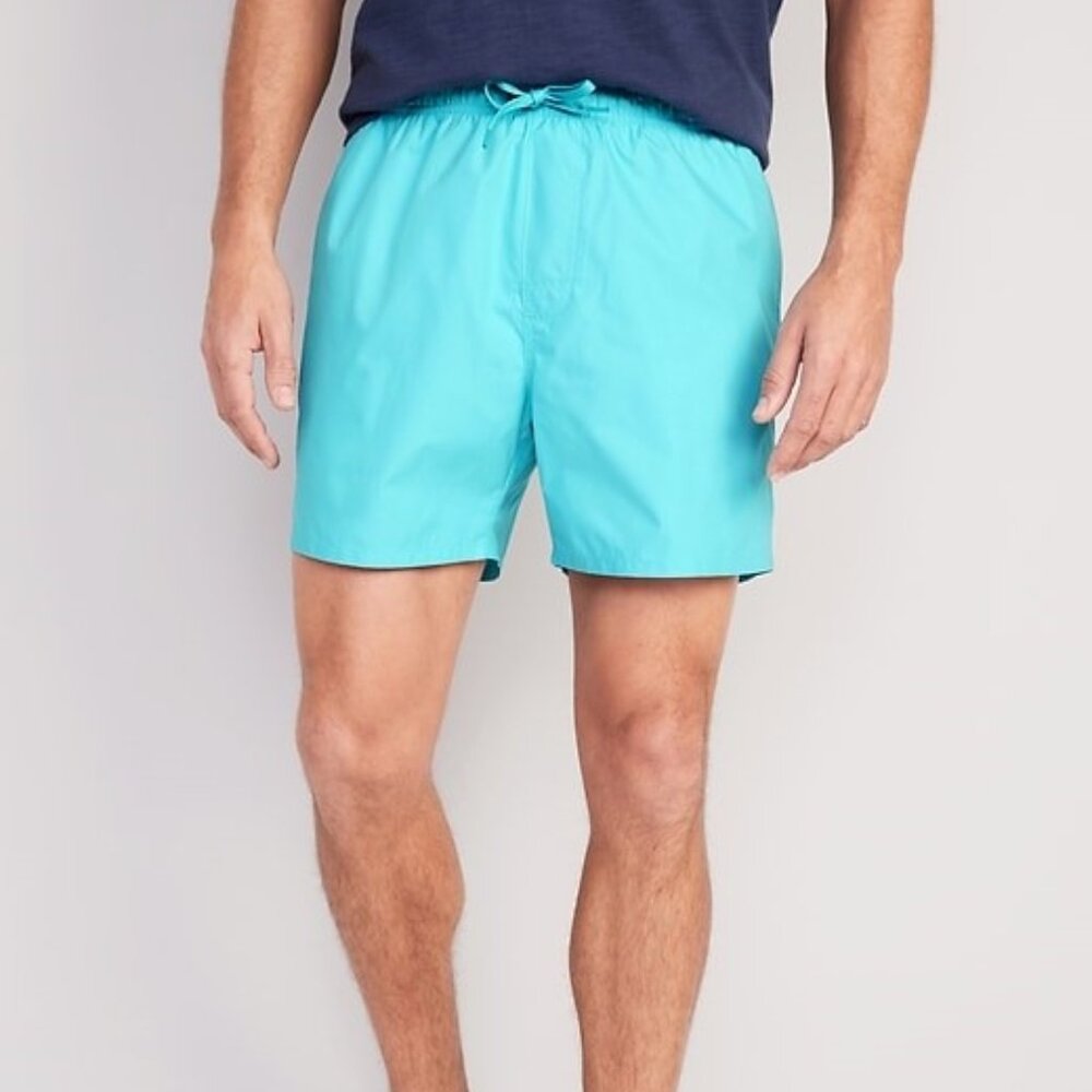 Old Navy Solid Swim Trunks Suit Built-in Briefs Blue Men’s Size XXL Tall NEW